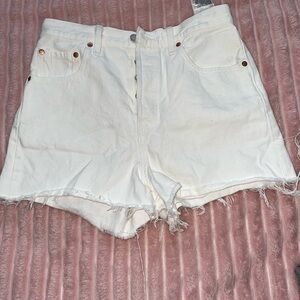 Levi's White Ribcage Jean Shorts